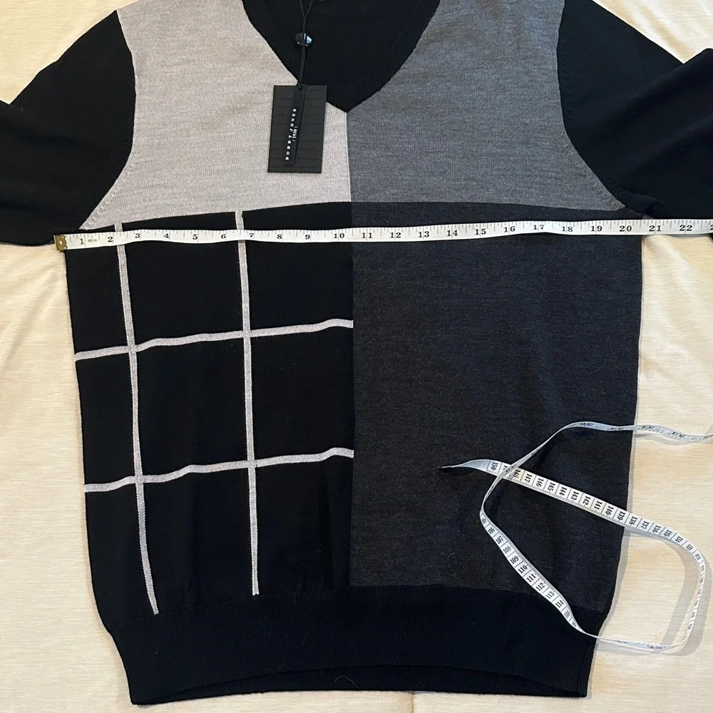 NWT Bobby Jones Wool and Silk Blend “Fallon” Tonal Plaid Jacquard Sweater